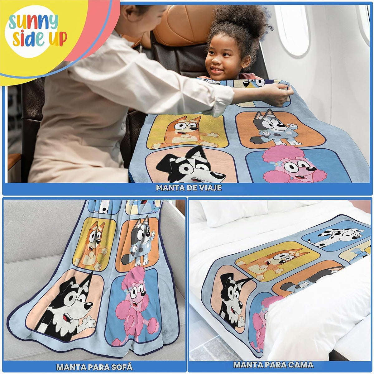 Manta de felpa de viaje Bluey &amp; Friends - Mide 40 x 50 pulgadas...