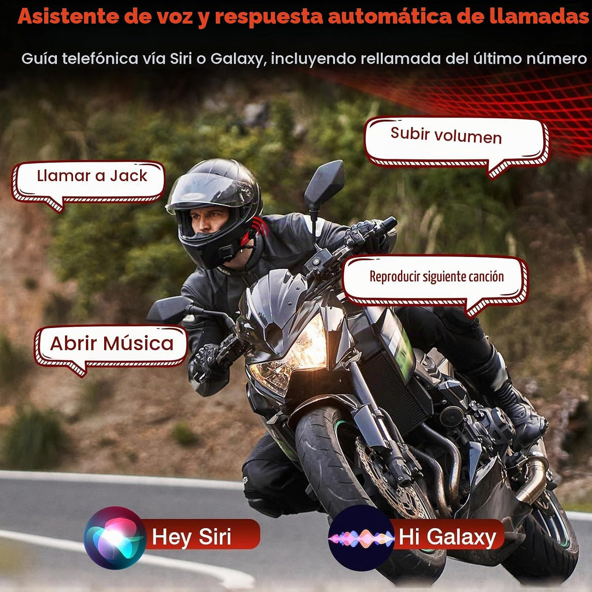 Auriculares para casco de motocicleta, soporte para 8 motociclistas...