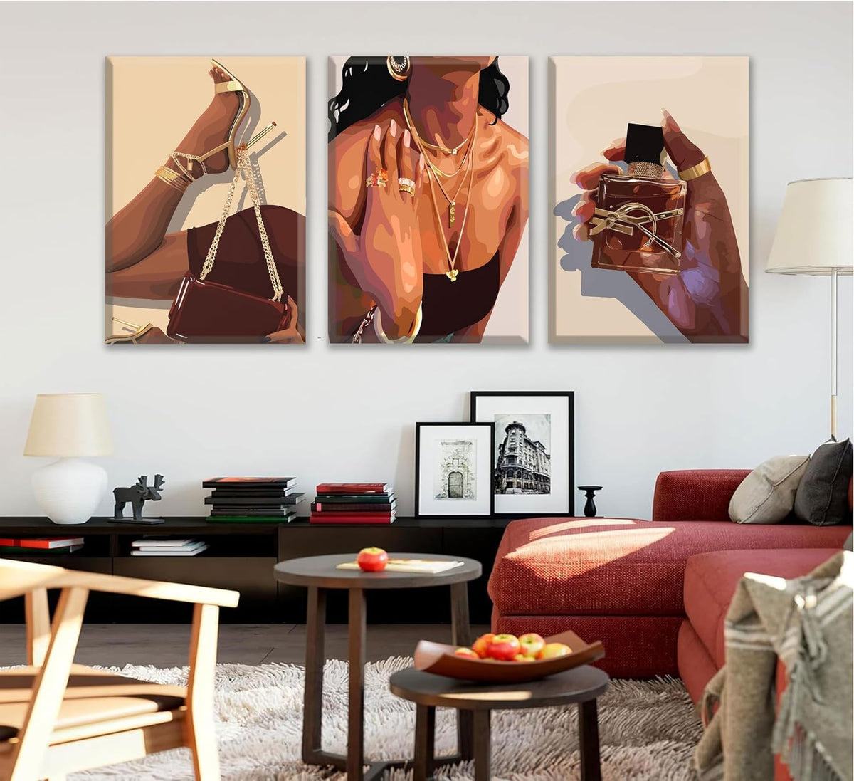 3 piezas de arte de pared de niña negra, lienzo afroamericano, foto...