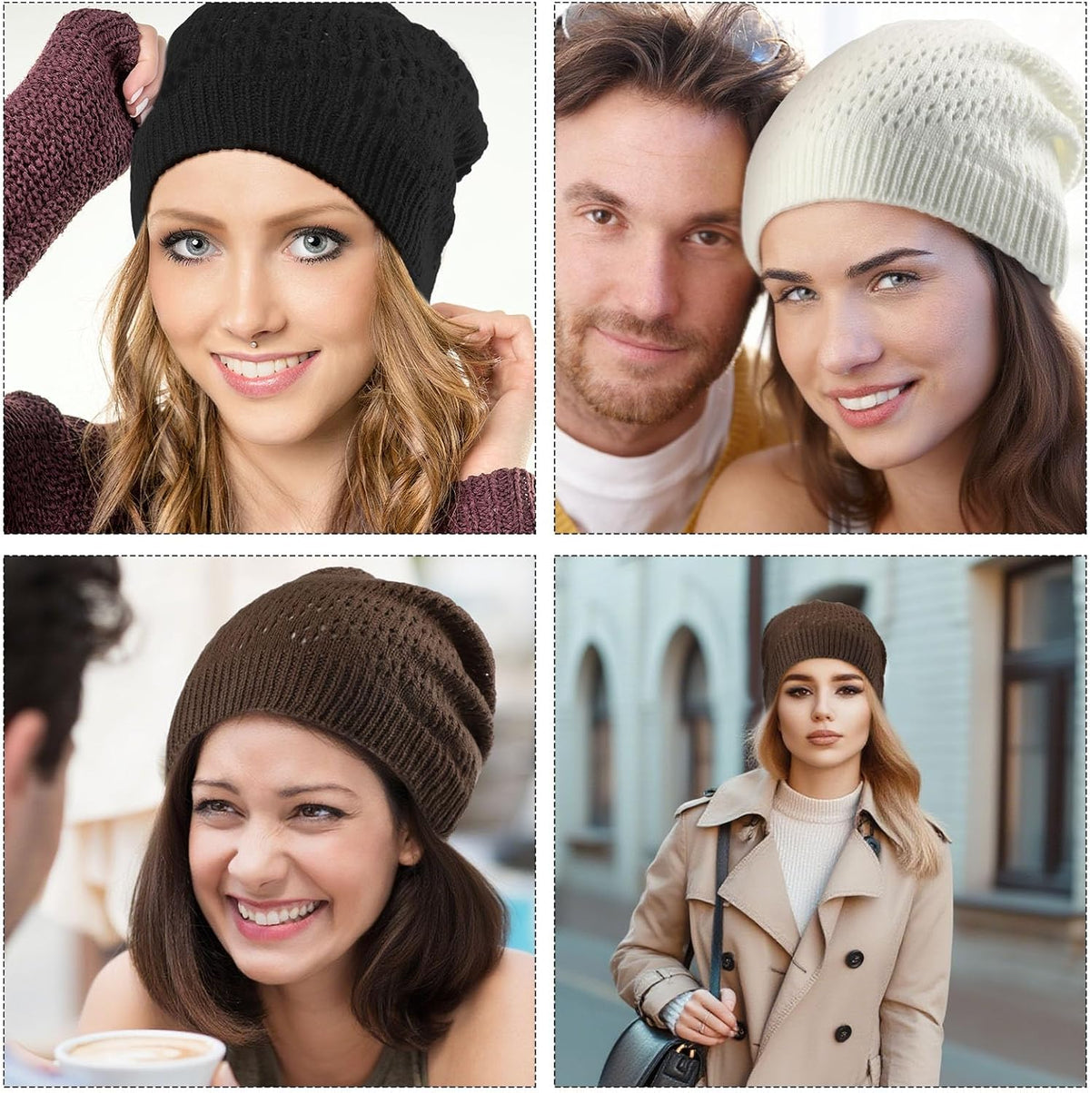 Newcotte Gorro de ganchillo holgado para mujer, hecho a mano, diseñ...