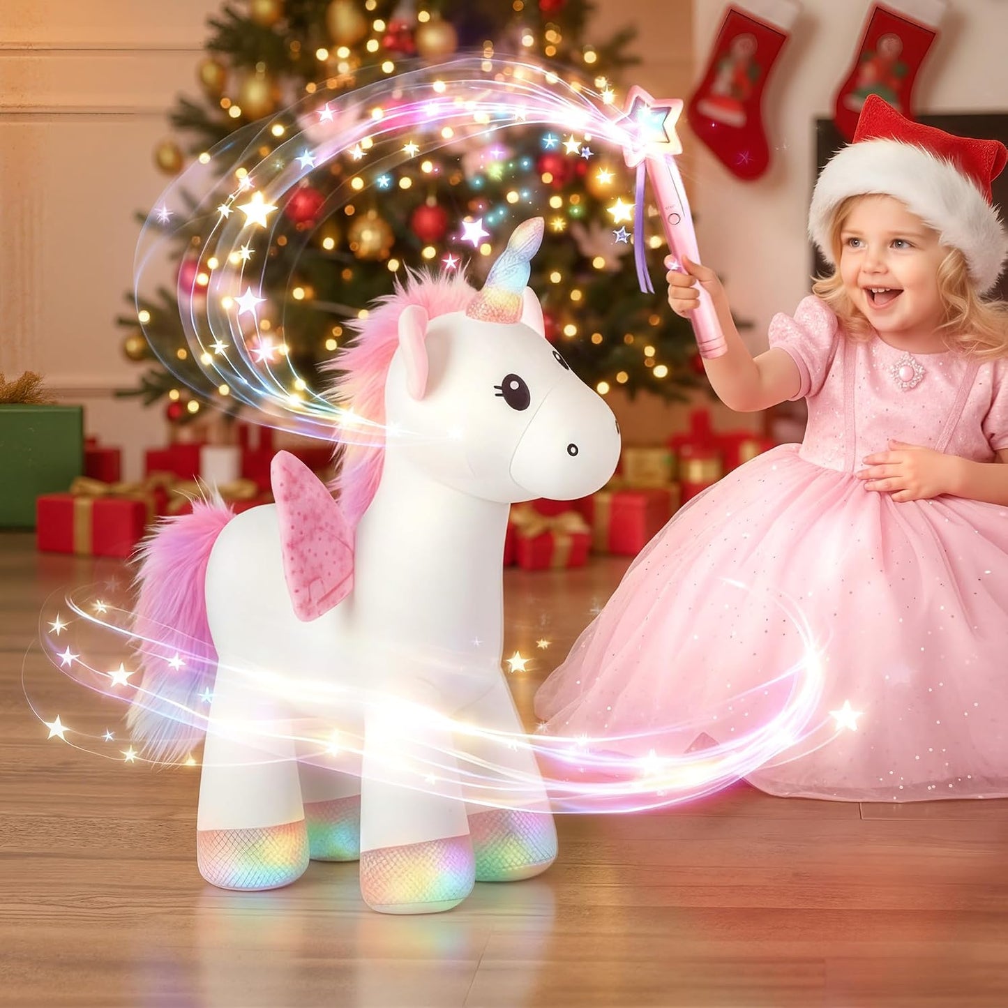 iPlay, iLearn Muñeco de peluche de unicornio mágico con control rem...