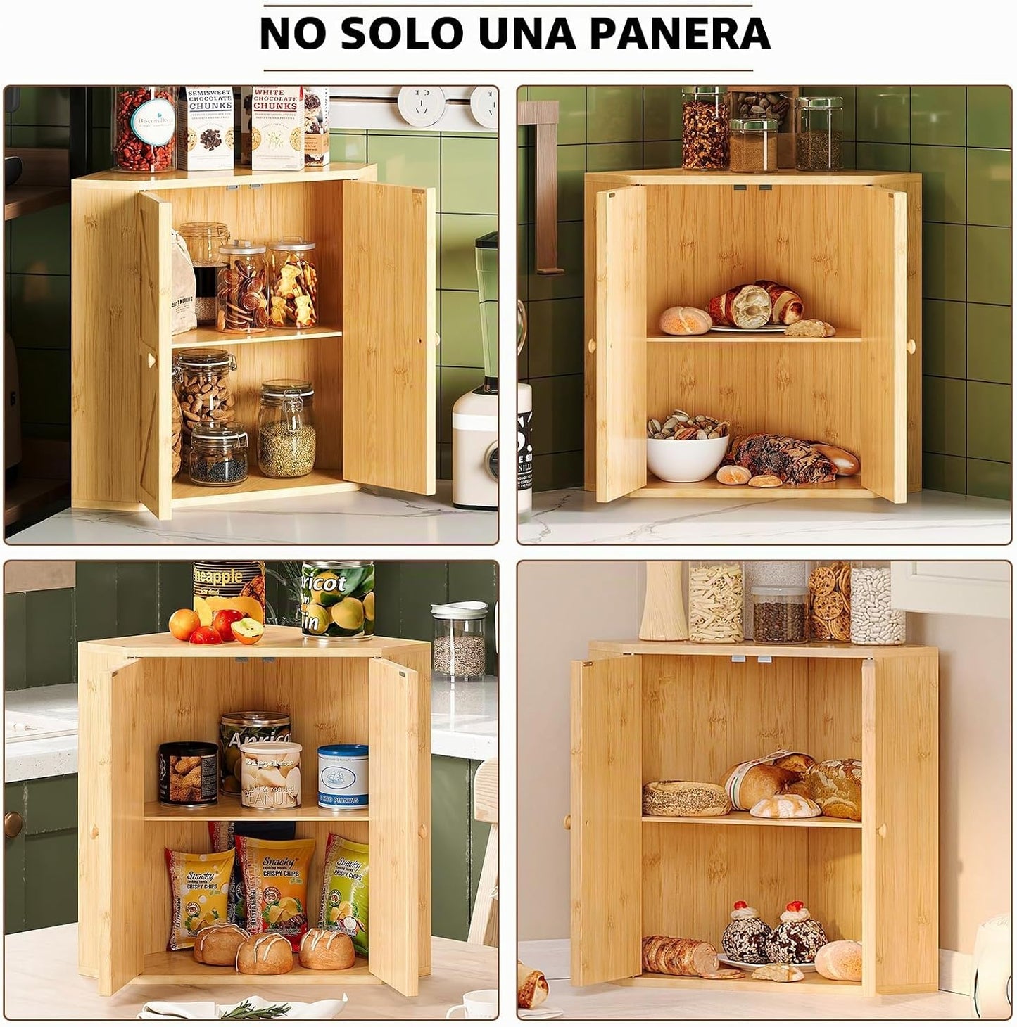 Trironsun Panera de esquina para encimera de cocina, contenedor de...