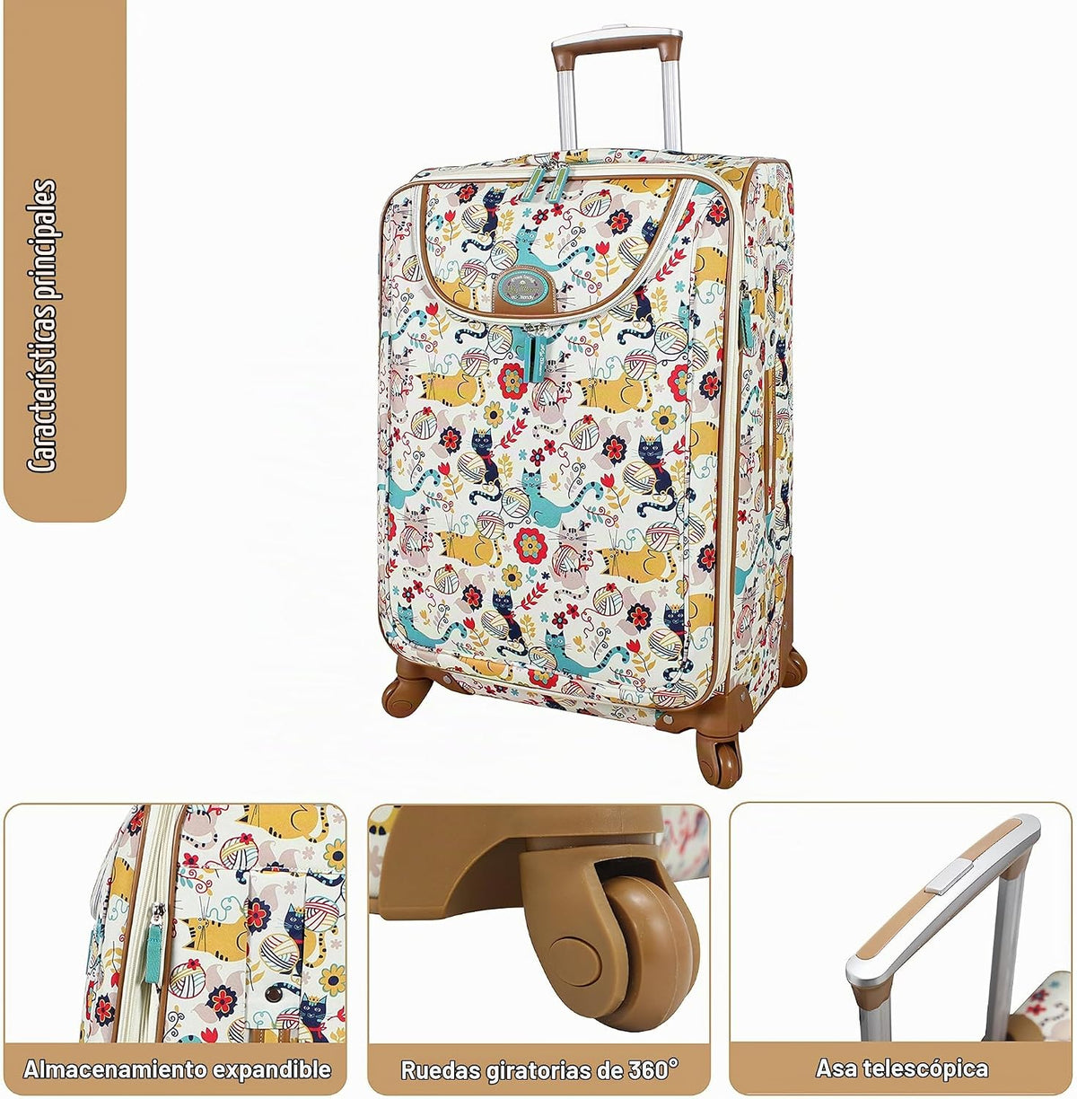 Lily Bloom Equipaje con patrón de diseño de 24 pulgadas, maleta exp...