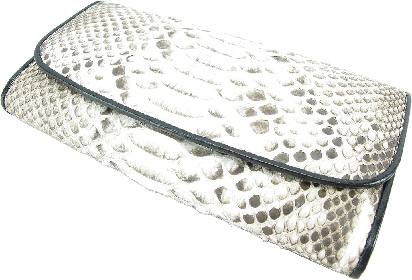 Pelgio Cartera de embrague triple de piel de serpiente de pitón aut...