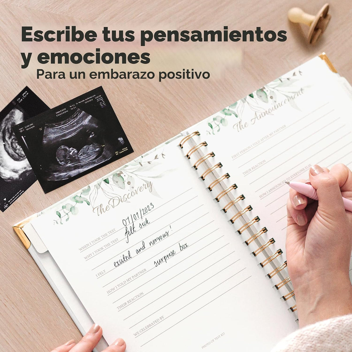Diario de embarazo para madres primerizas, 90 páginas de tapa dura...