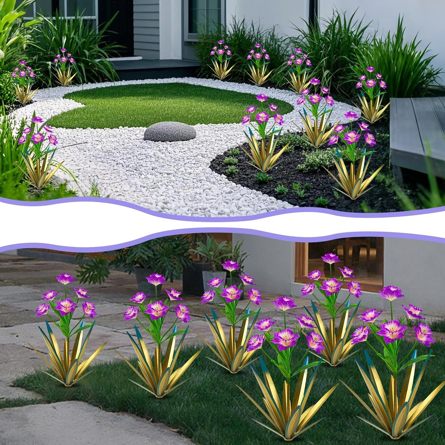 Homight Plantas de Agave de Metal para Decoración al Aire Libre, De...