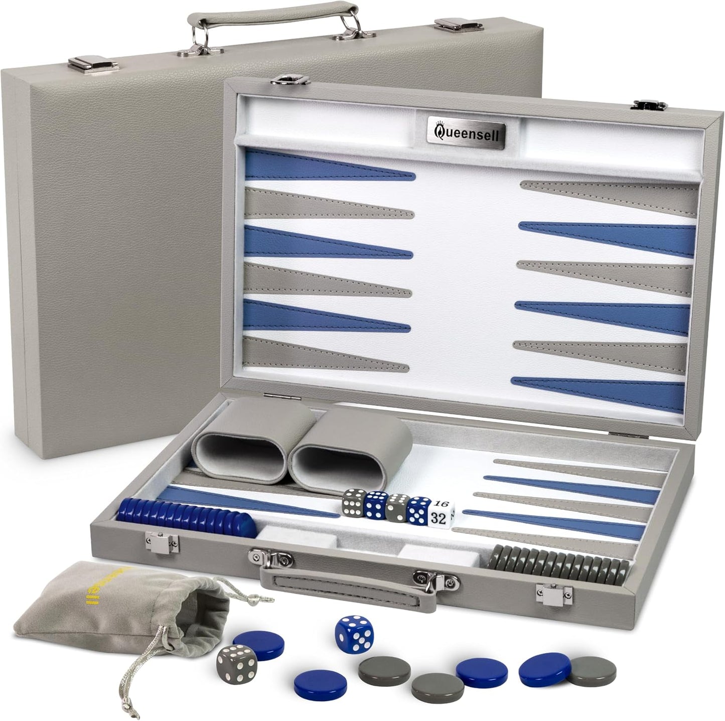 Juego de backgammon gris grande para adultos, juego de mesa clásico...