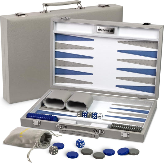 Juego de backgammon gris grande para adultos, juego de mesa clásico...