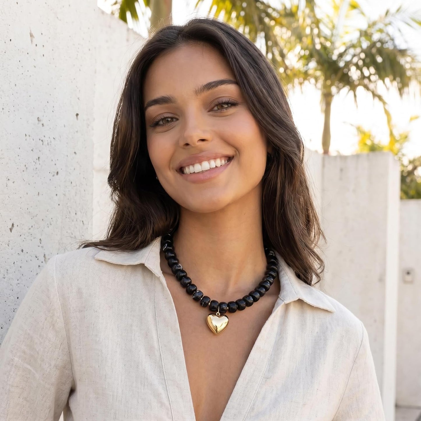 Wassazi Collar de Corazón Grueso para Mujeres, Collar de Declaració...