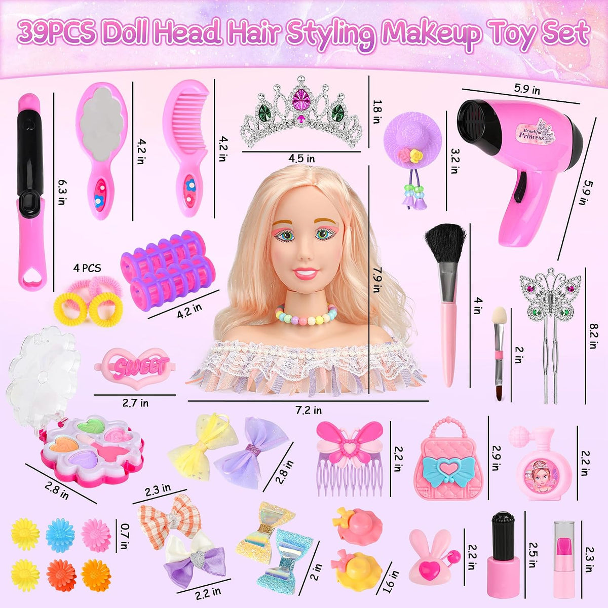 Everideals Kit de maquillaje para peinar cabello con 39 piezas para...
