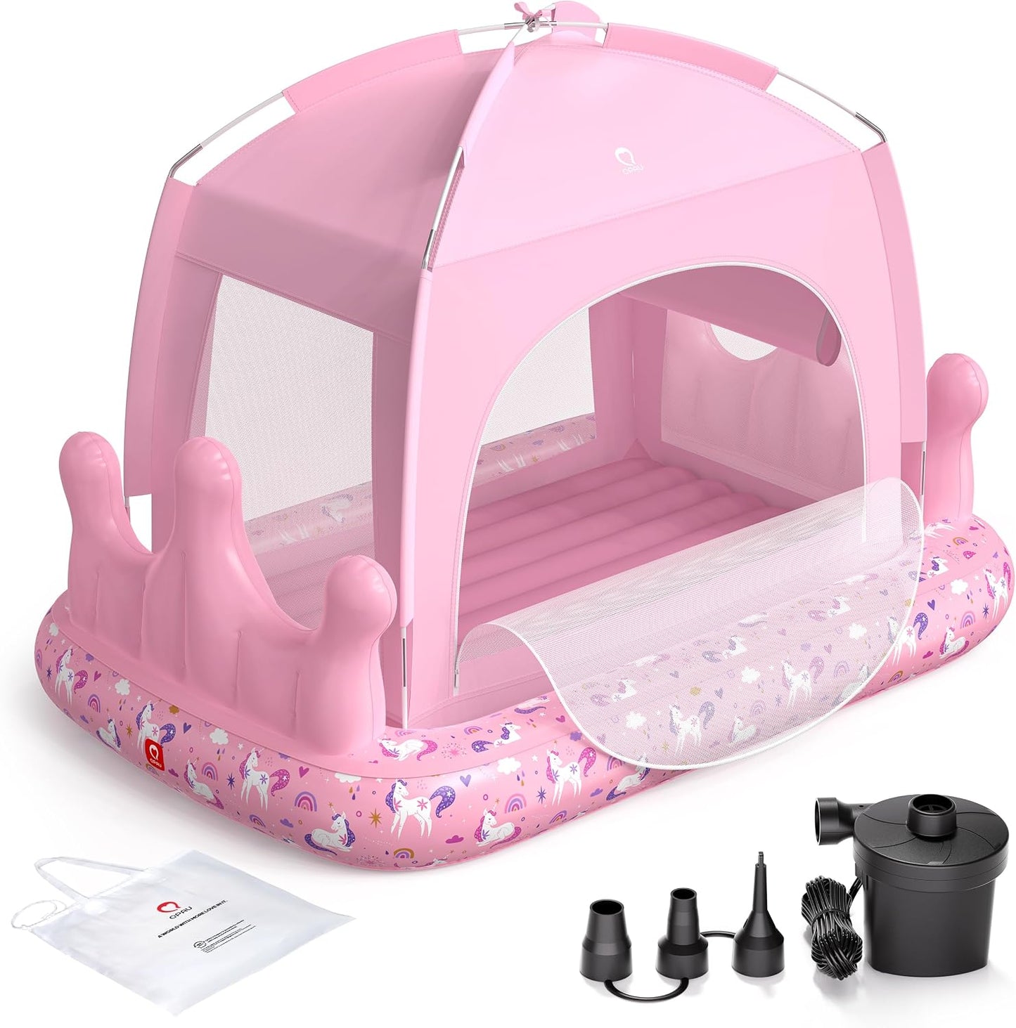 QPAU Colchón de aire para niños con tienda de campaña y bomba rápid...