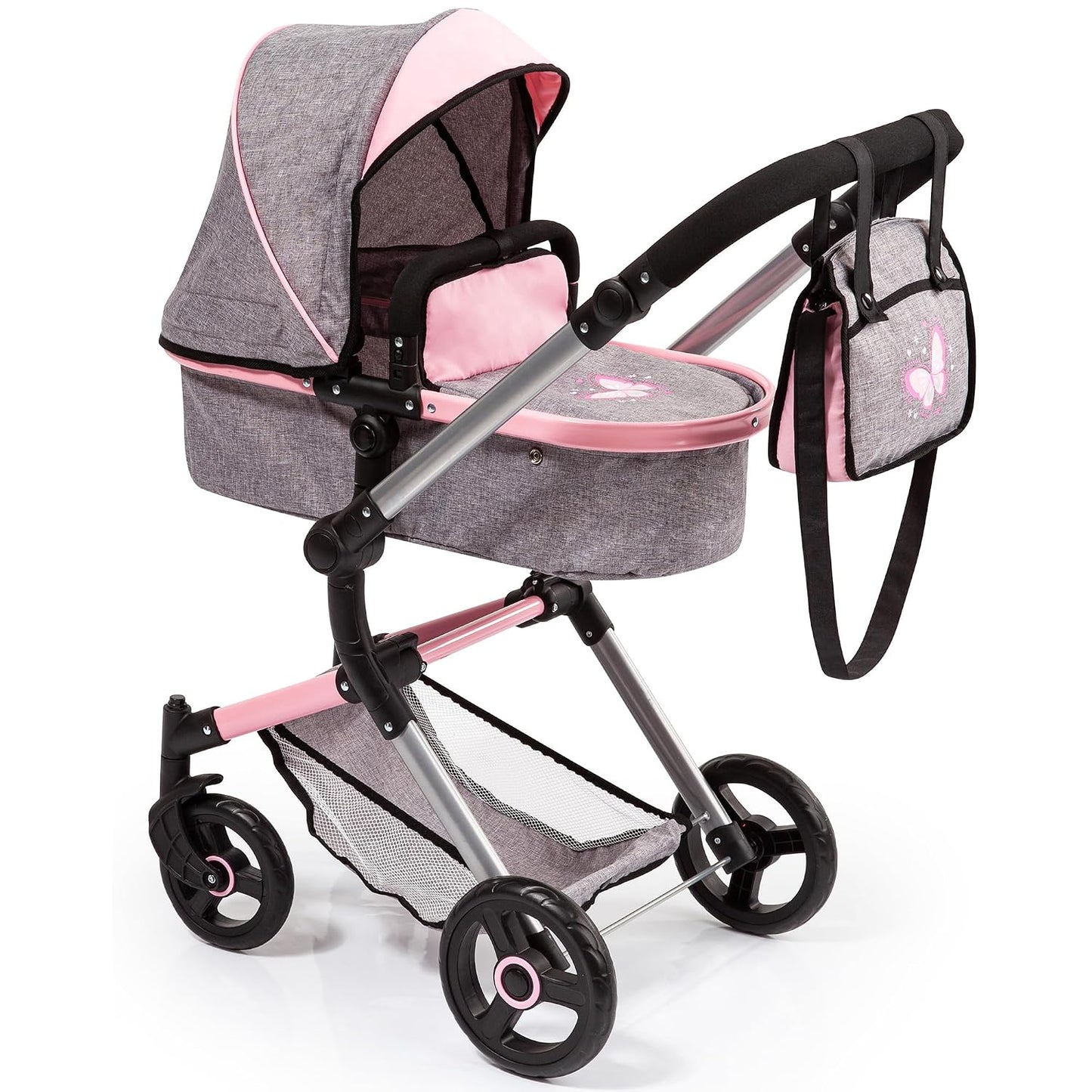 Bayer: Cochecito versátil City Vario - Gris y rosa con mariposa par...