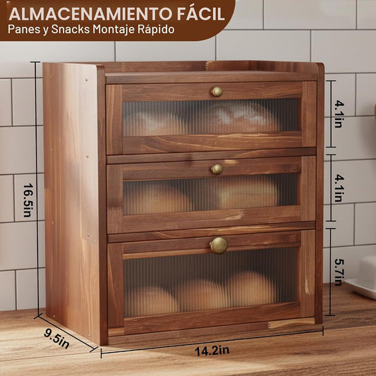 Panera para encimera de cocina, contenedor de almacenamiento de pan...