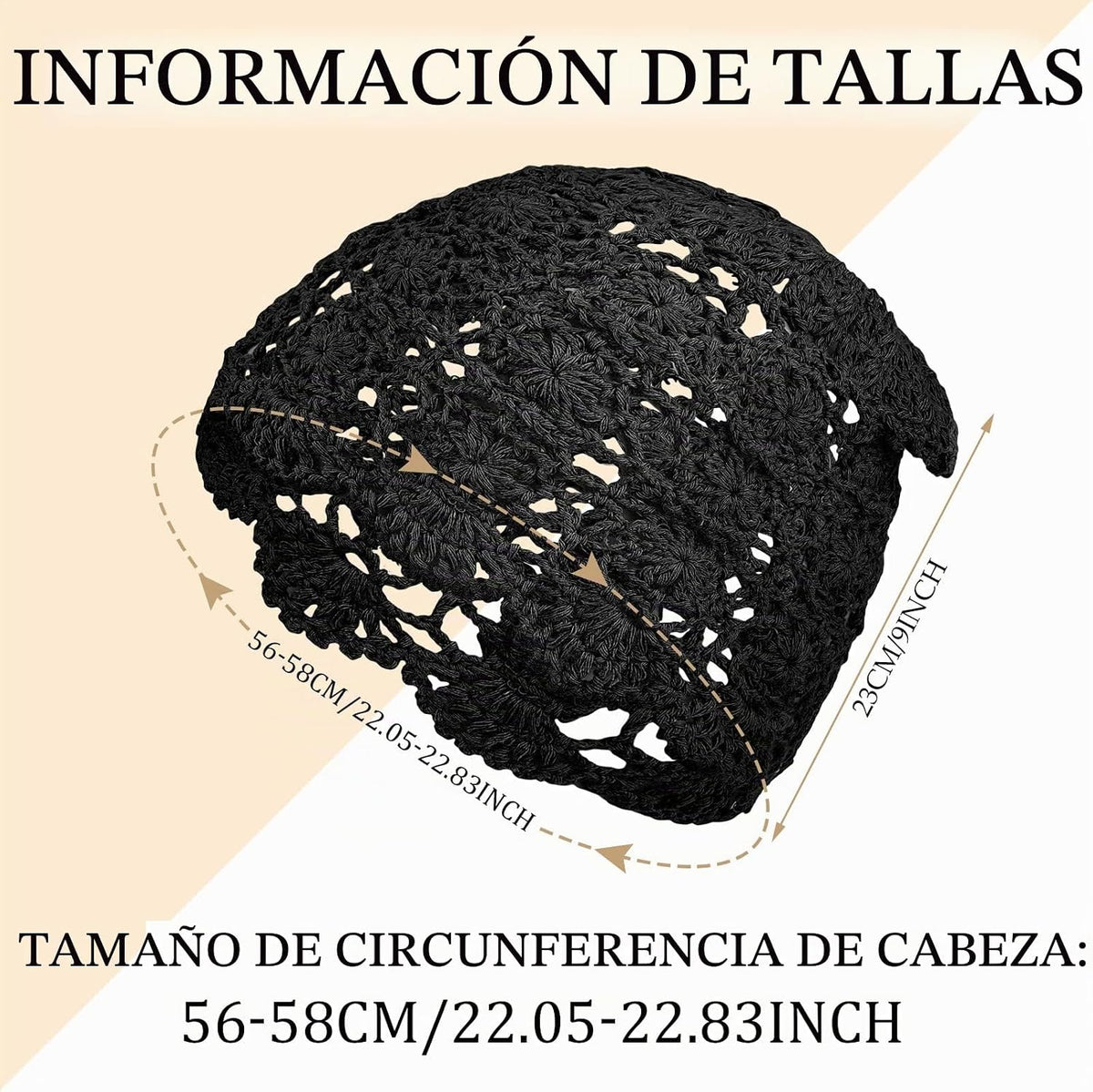 Newcotte Gorro de ganchillo holgado para mujer, hecho a mano, diseñ...
