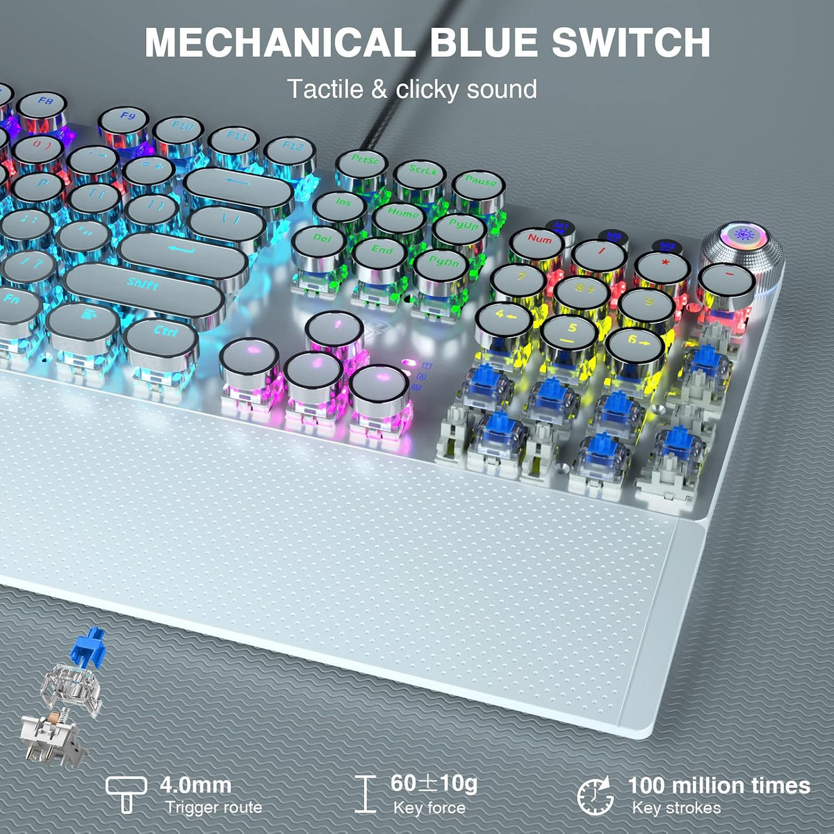 AULA Combo de teclado y mouse blancos para juegos (teclados mecánic...