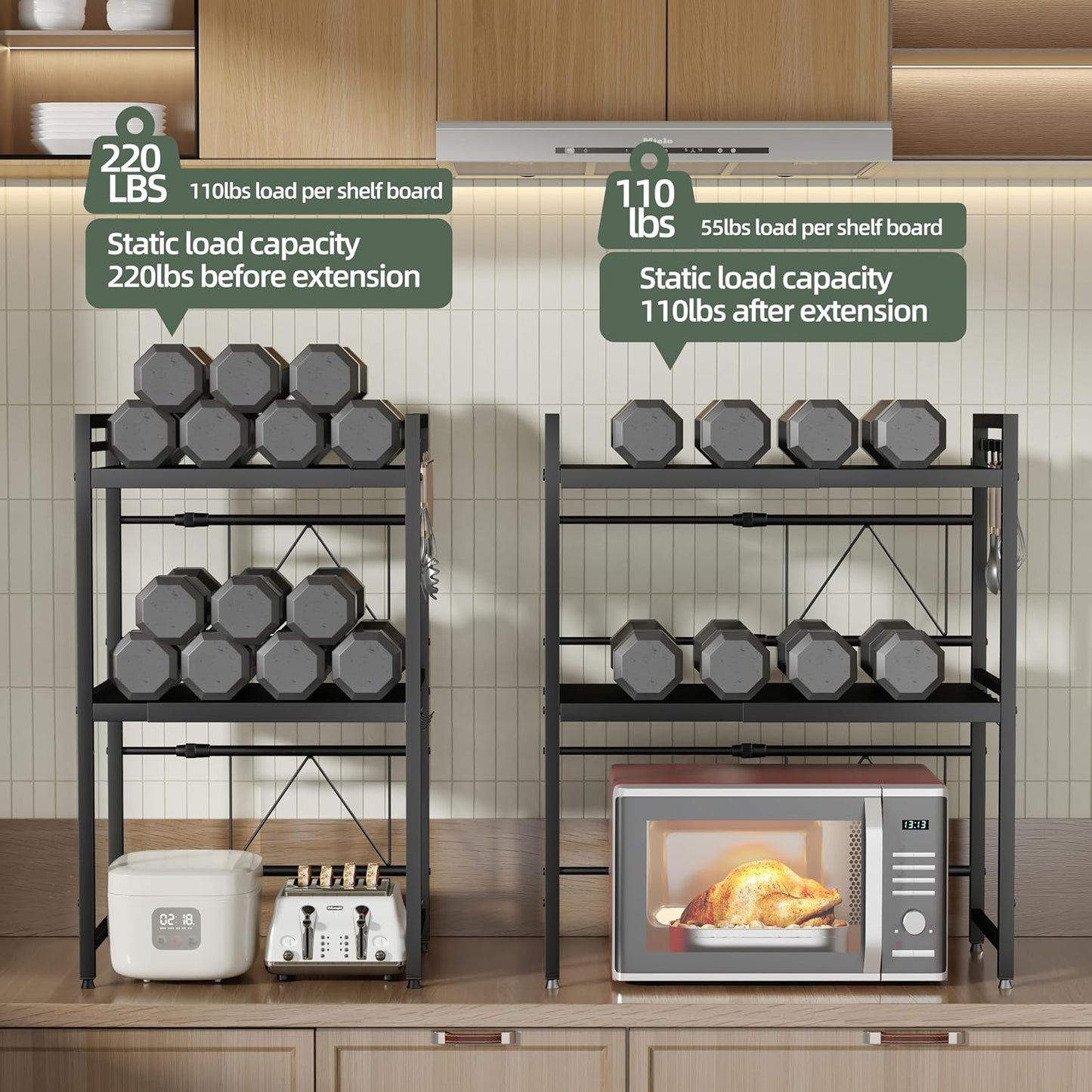 NETEL Estante extensible para horno de microondas, organizador de e...