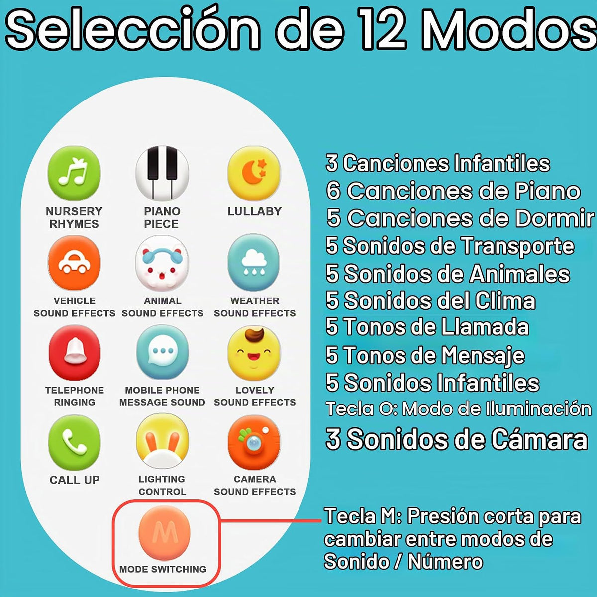 Richgv Juguete de teléfono celular para bebé, juguetes de aprendiza...