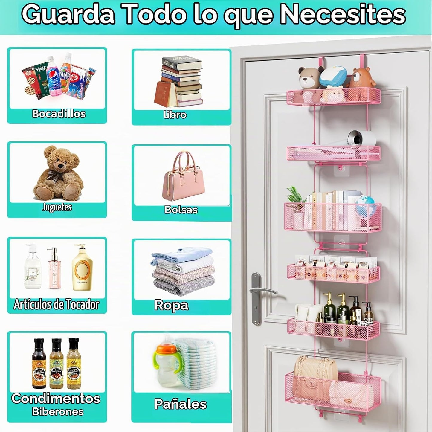 HapiRm Organizador de almacenamiento para colocar sobre la puerta,...