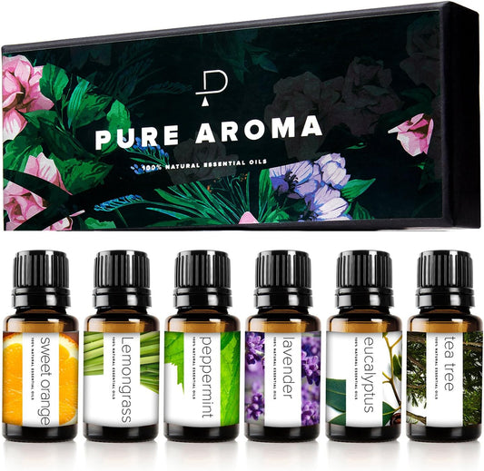Pure Aroma Juego de aromaterapia de aceites esenciales, 6 aceites d...