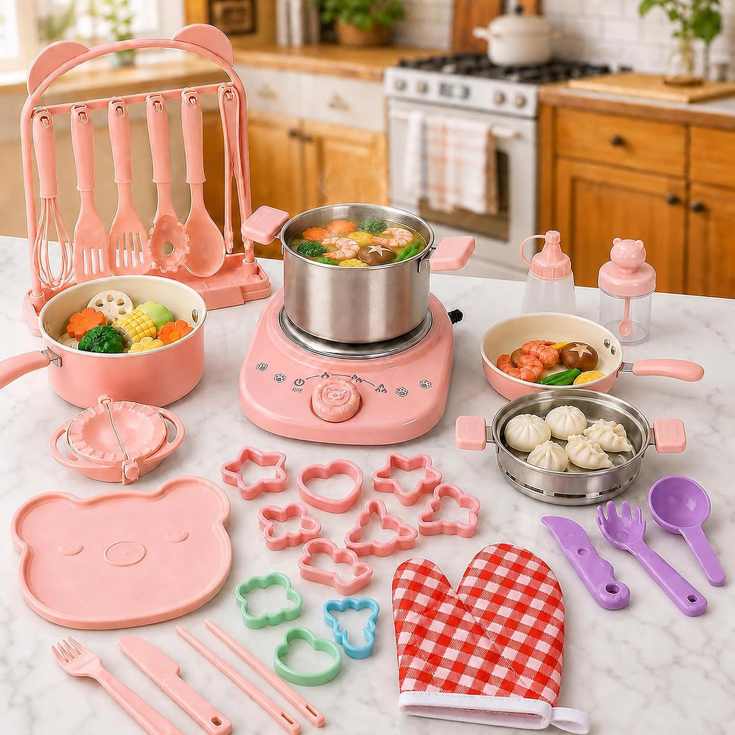 Juego de cocina real para niños, juego de cocina real de 60 piezas...