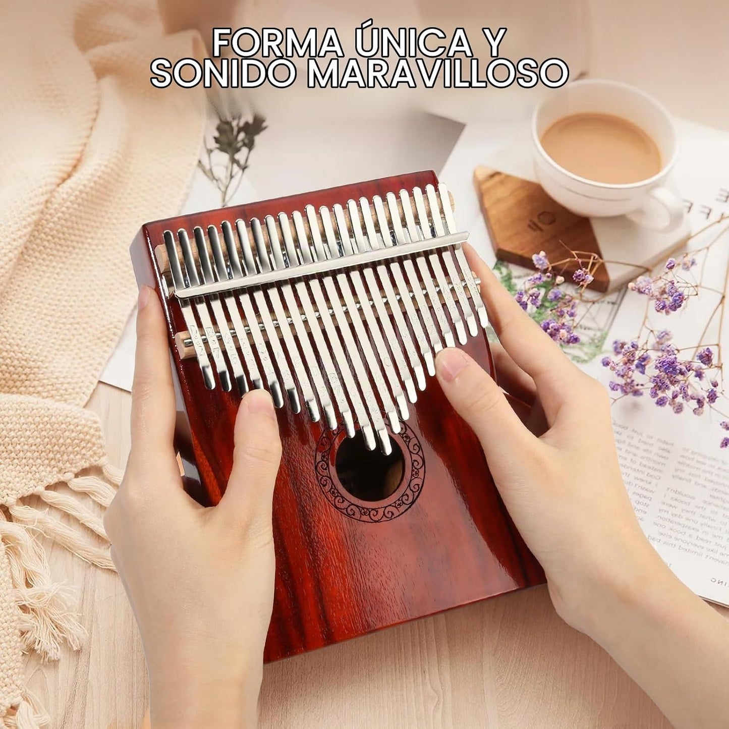Kalimba - Piano de pulgar portátil de 21 teclas Mbira con martillo...