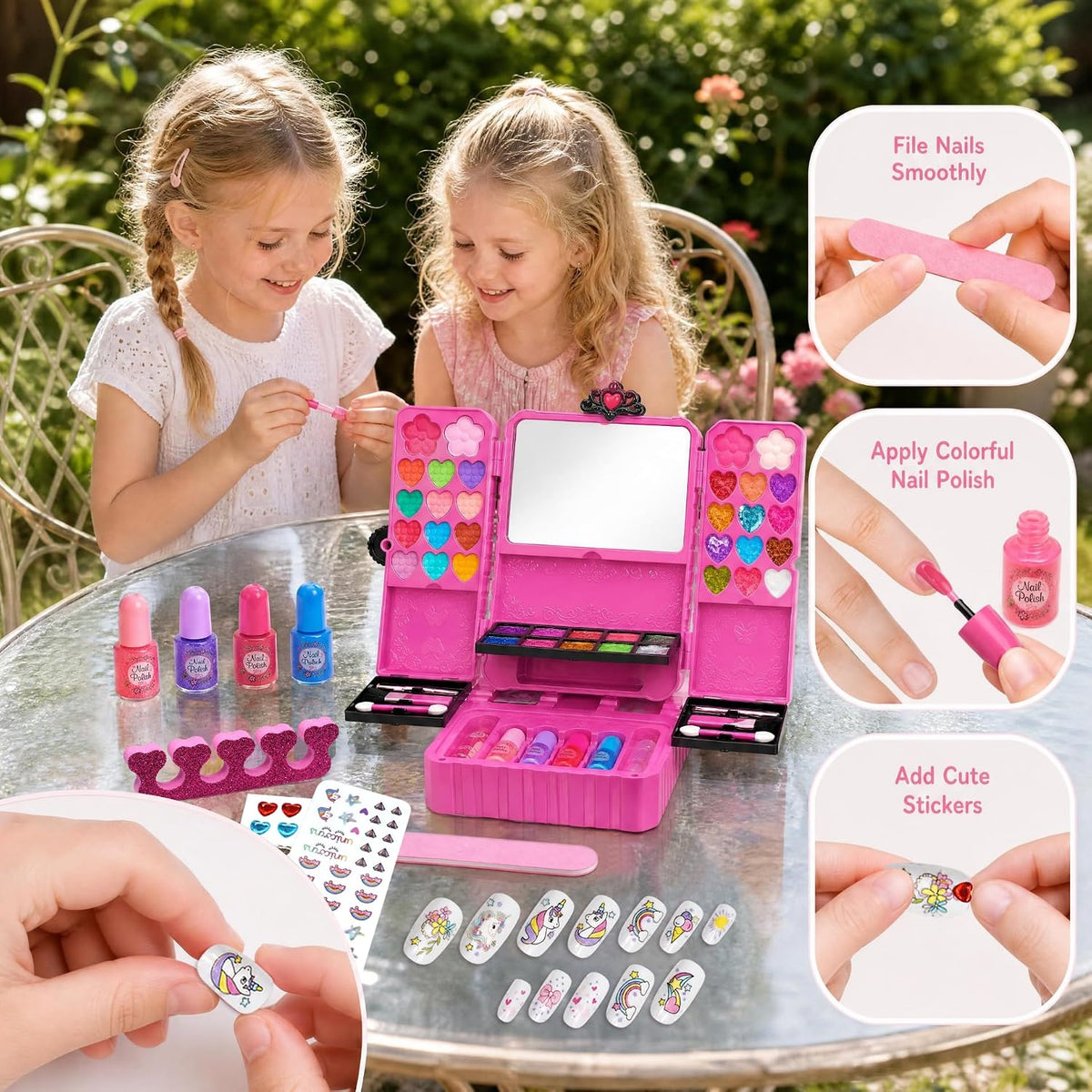 Juegos de maquillaje para niñas de 5 a 8 años, kit de maquillaje de...