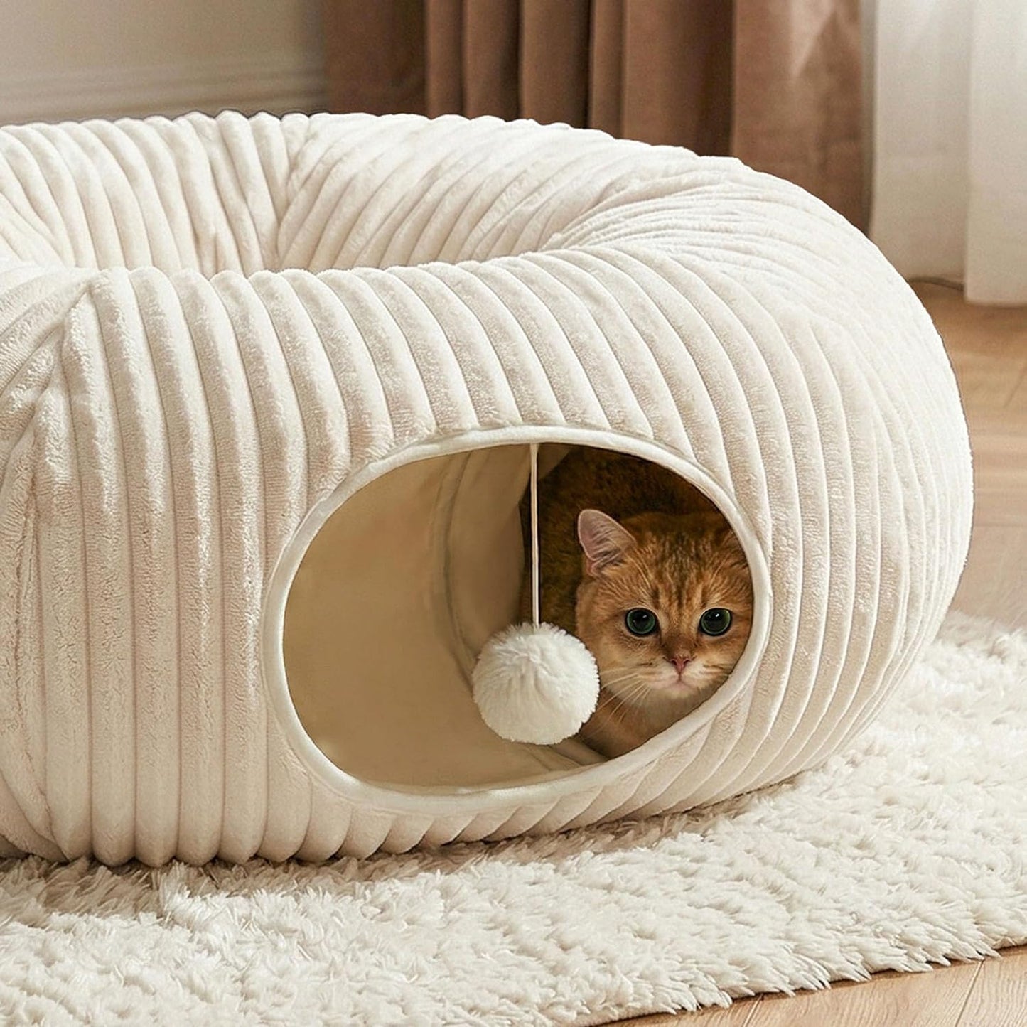 MOYMO Cama túnel para gatos con 40 juguetes para gatos, túnel de ju...