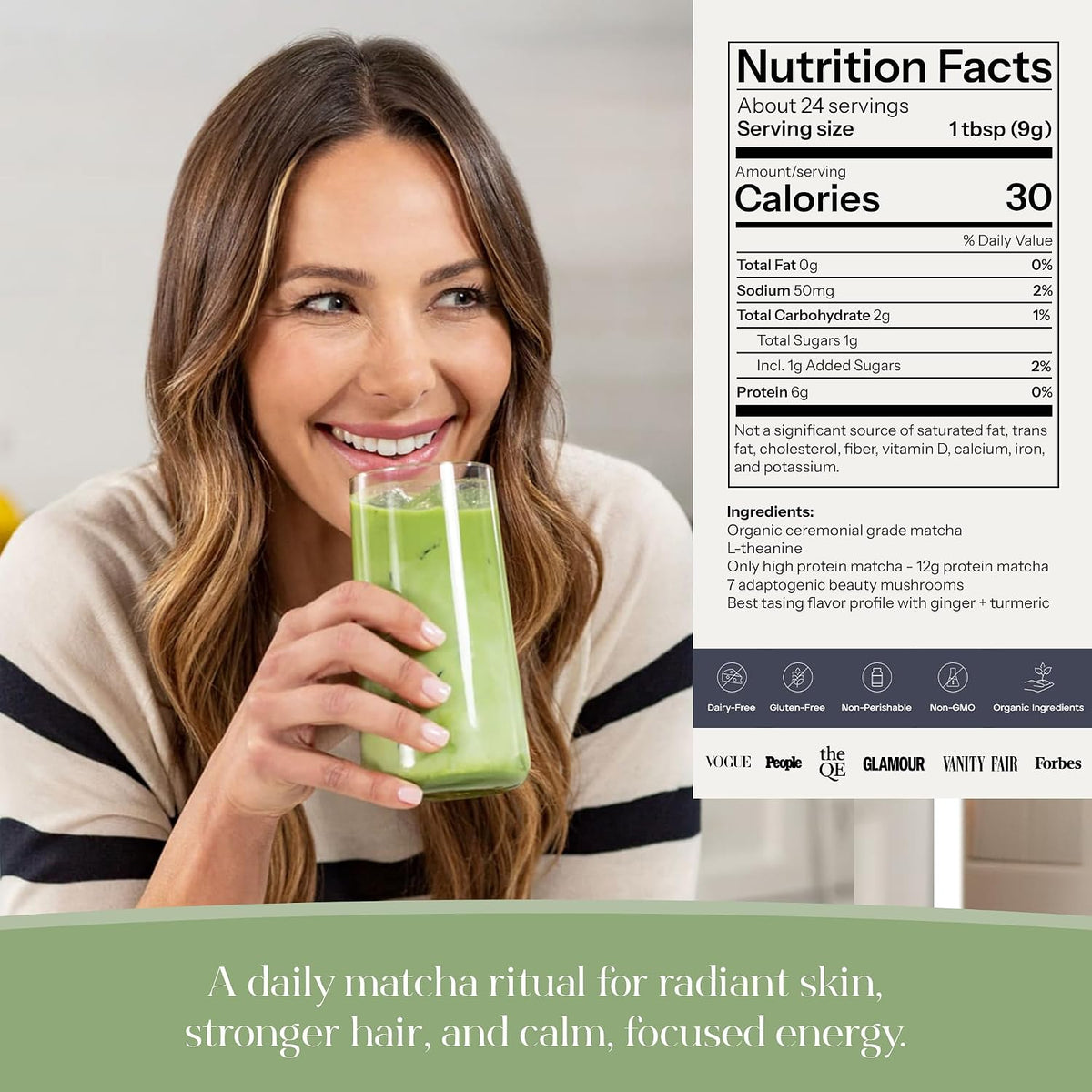 Polvo de Latte de Matcha Beauty de Kroma 7.18 Oz, 204g, 24 Porcione...