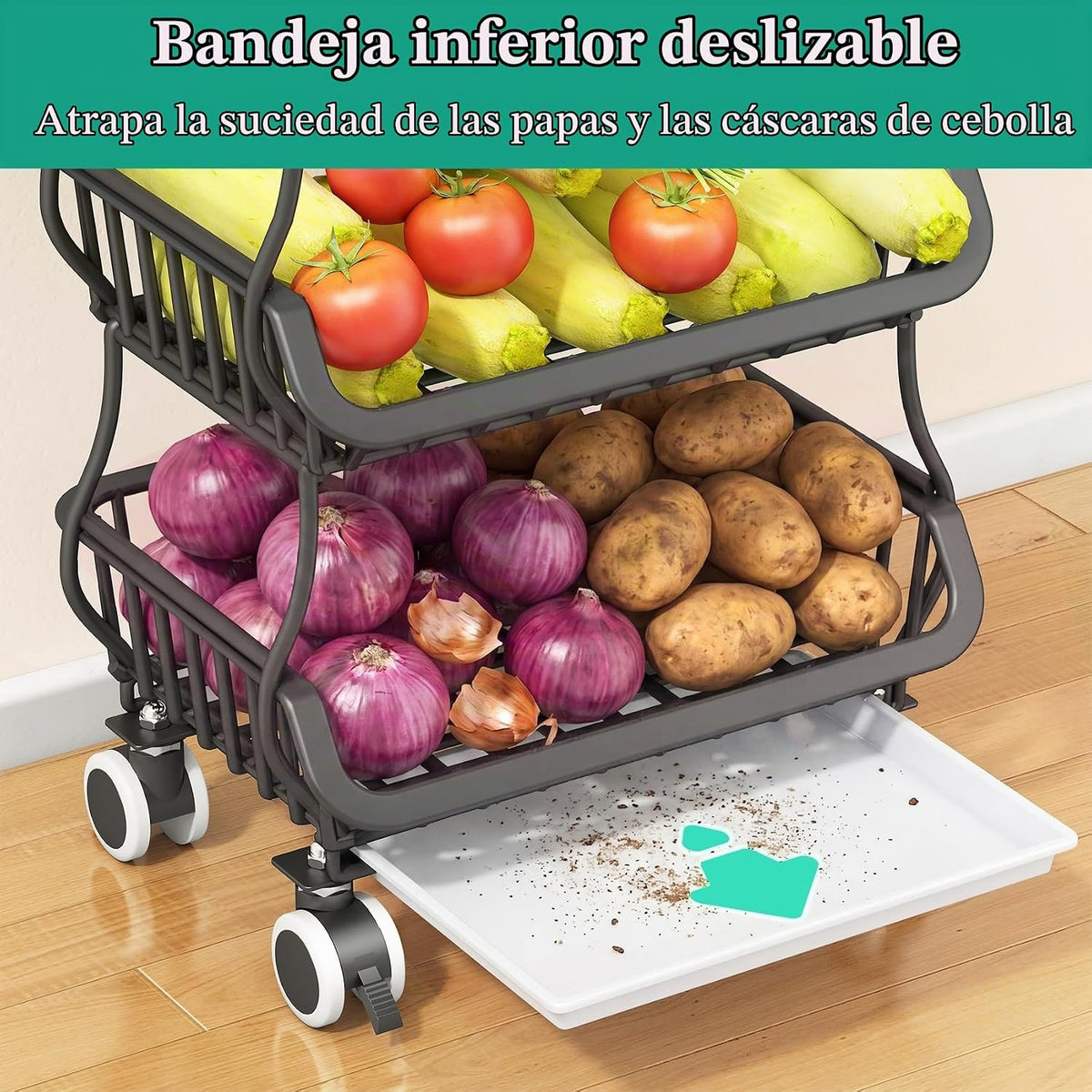 SAYZH Cesta de frutas, organizadores y almacenamiento de despensa d...