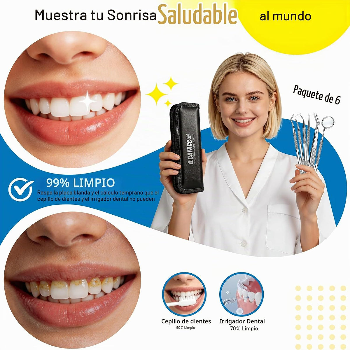 G.CATACC Herramientas dentales, juego de herramientas de higiene pa...