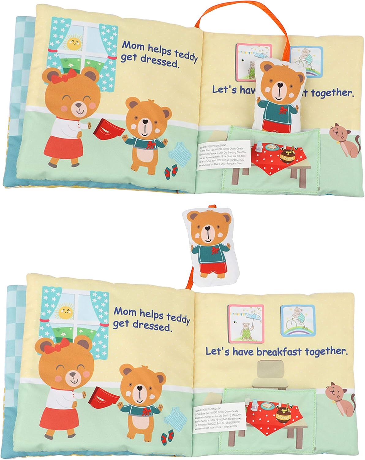 bebe mondo Oso de peluche con espejo, libros suaves y arrugados par...