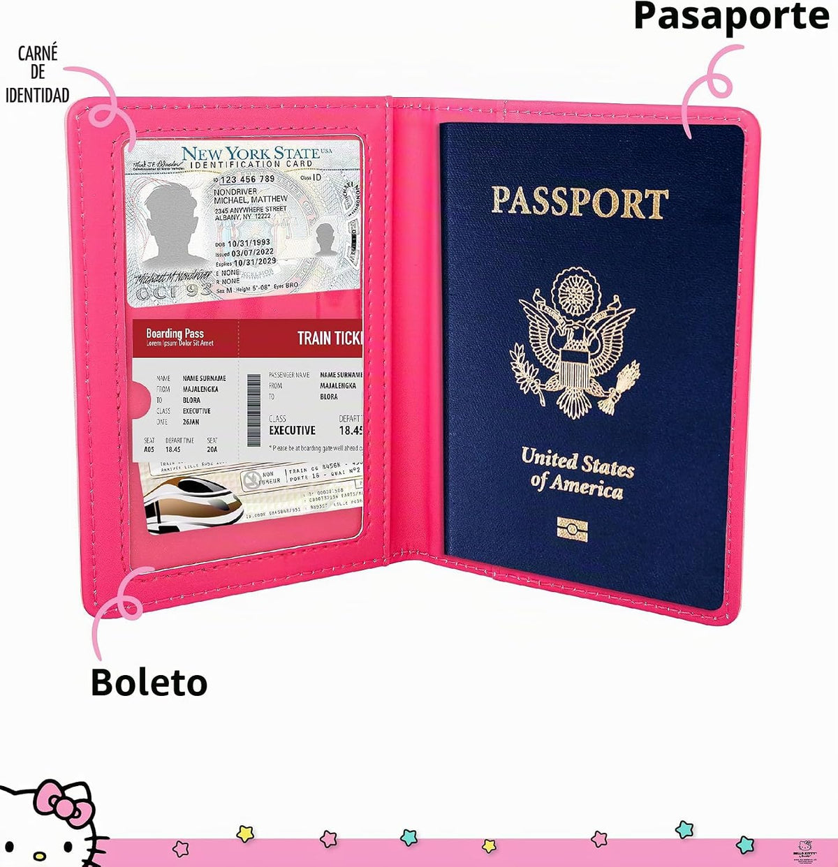 Hello Kitty Funda de pasaporte para licencia oficial de viaje, rega...