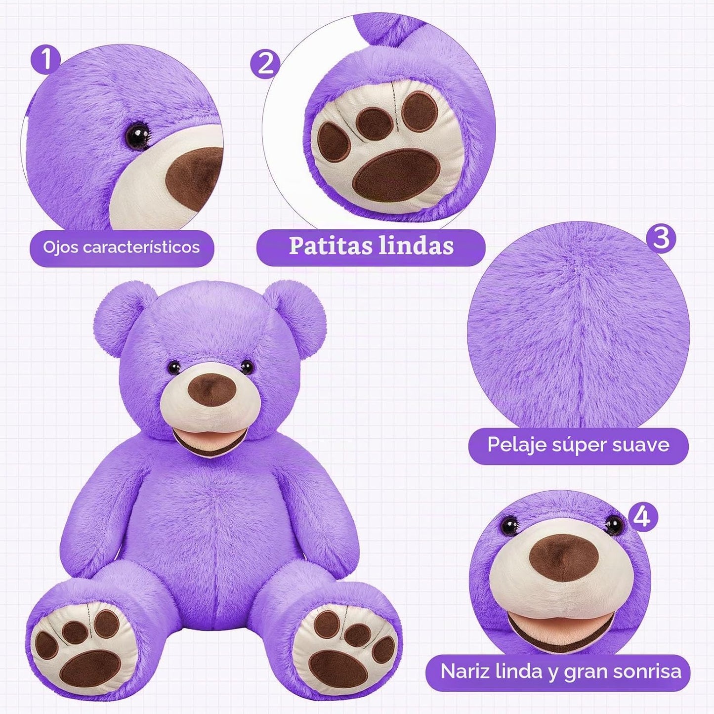 SRANWOW Oso de peluche gigante súper suave con detalles de pata (mo...