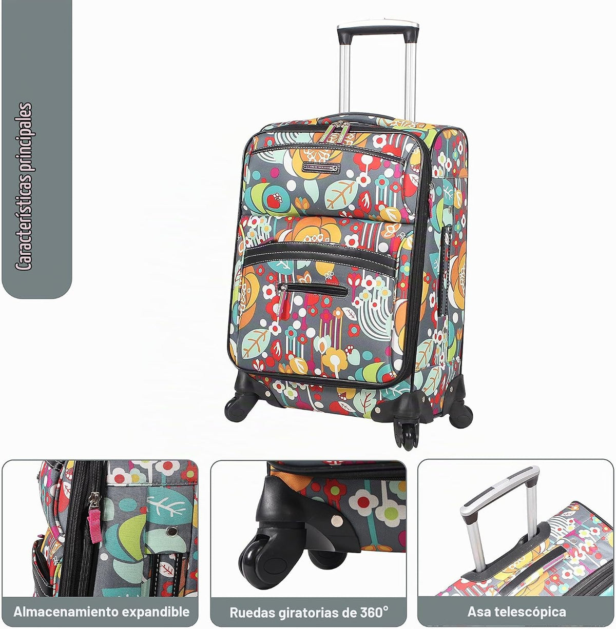 Lily Bloom - Equipaje con diseño estampado de 24 pulgadas, maleta s...