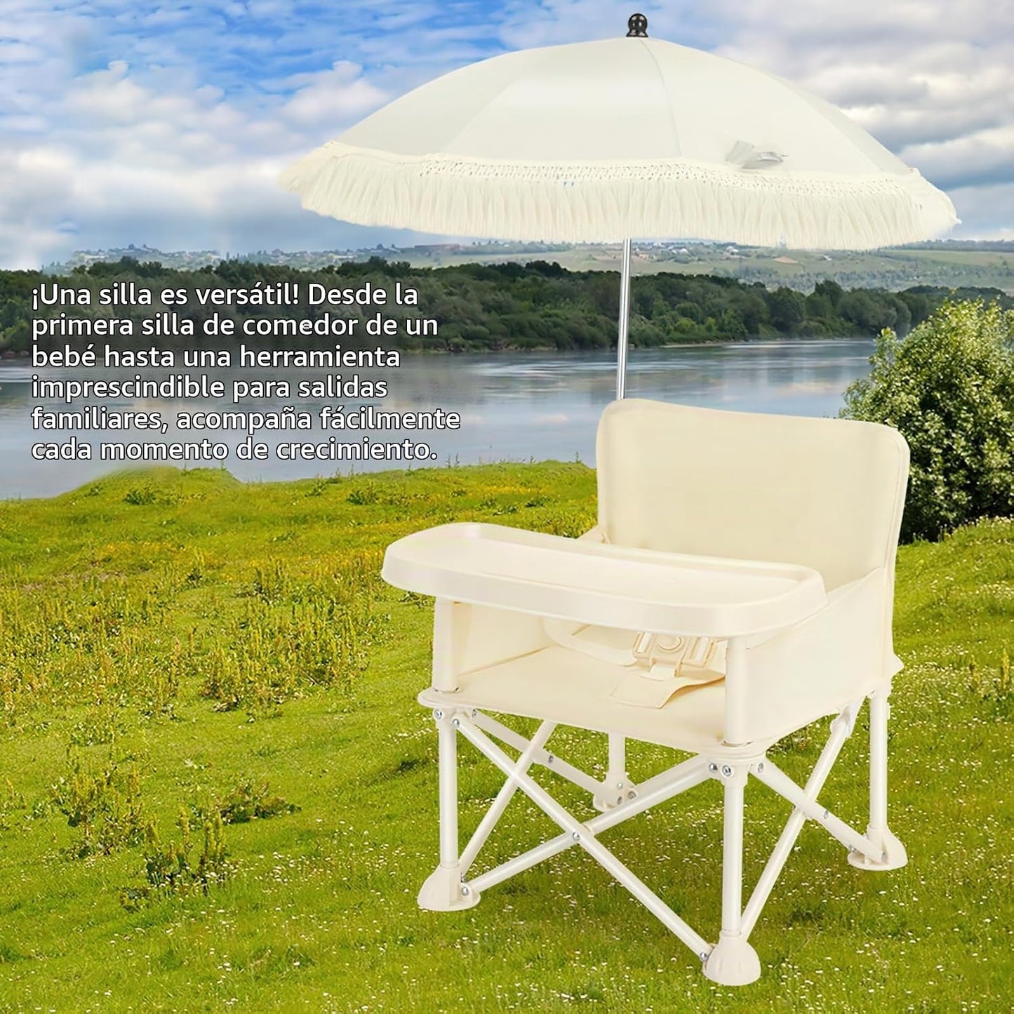 Silla de comedor plegable portátil para bebé, silla alta al aire li...
