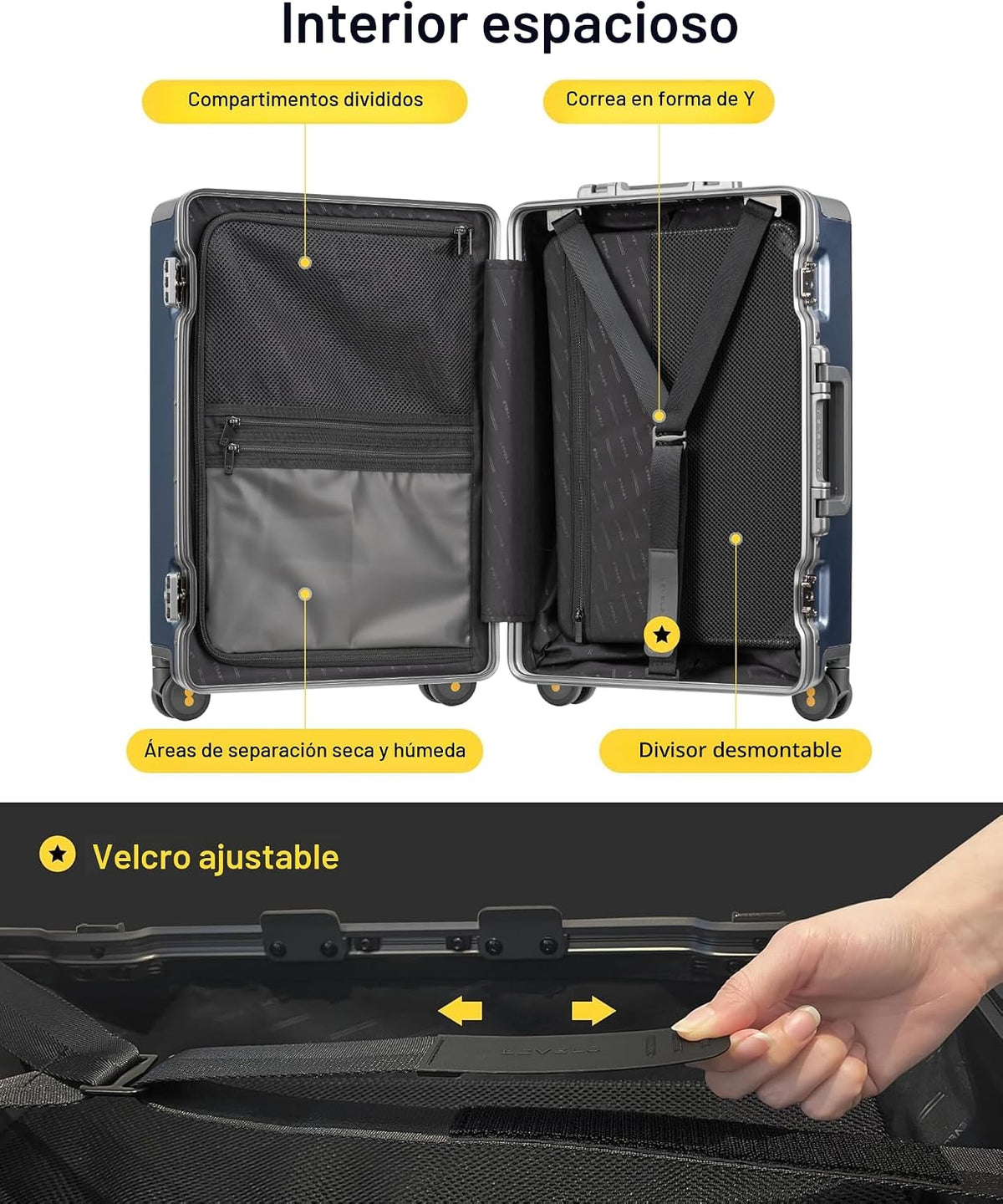LEVEL8 Equipaje de mano Aprobado por aerolíneas Maleta rígida sin |...