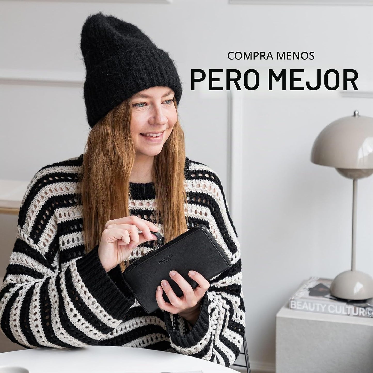 BERLINER BAGS Cartera de cuero genuino Margo, con bloqueo RFID, tar...