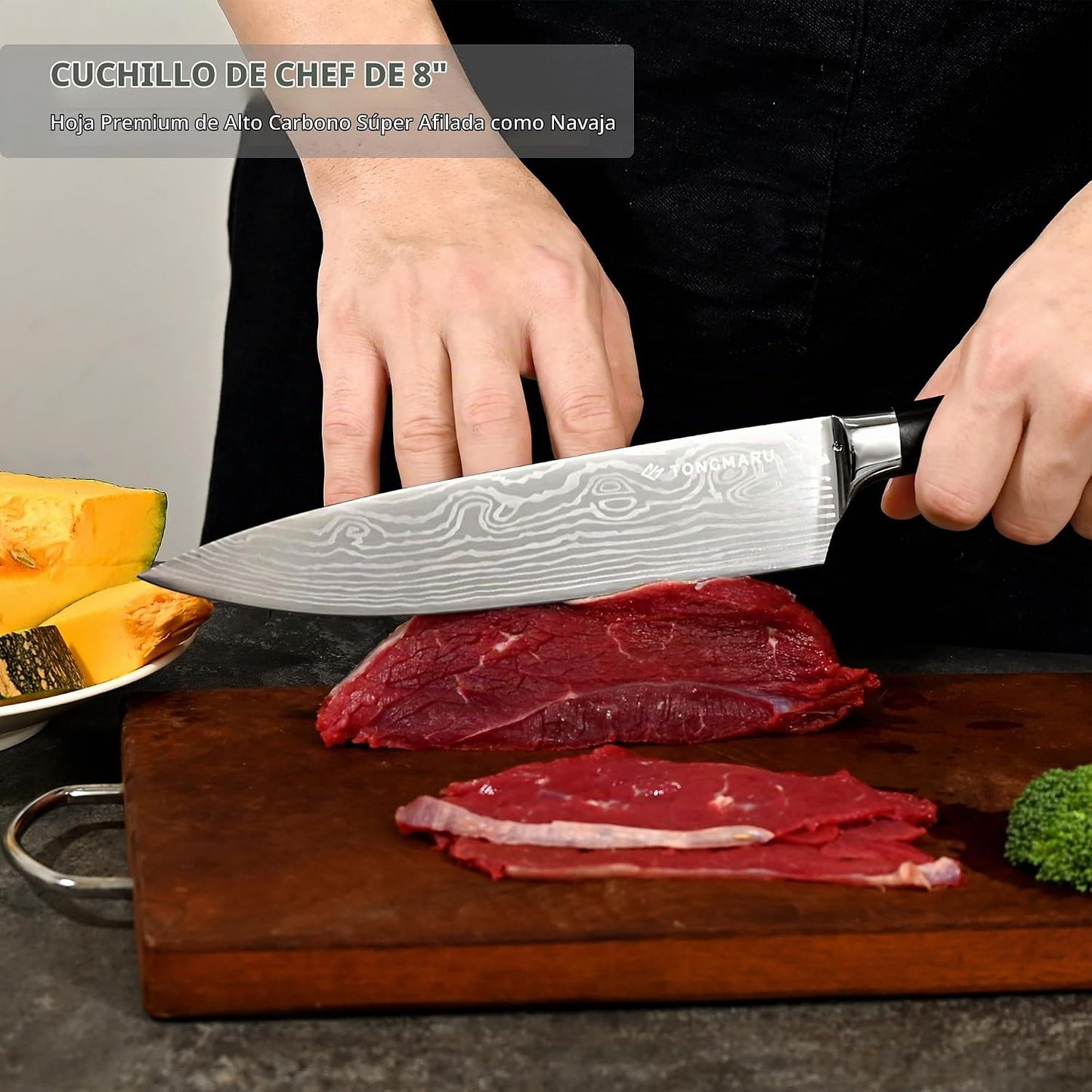 Juego de cuchillos de chef de cocina profesional, Razor Sharp de ac...