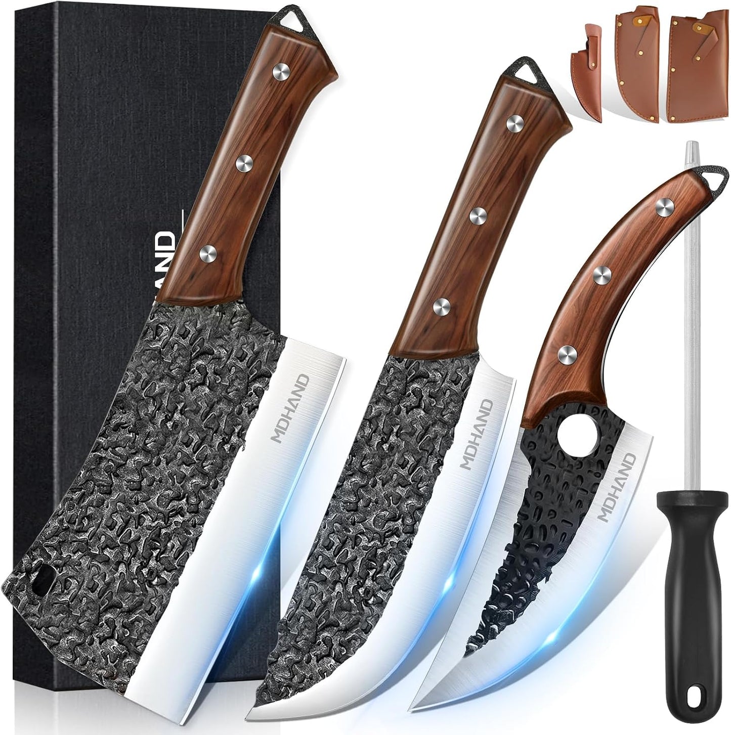 MDHAND - Juego de cuchillos de carnicero, cuchillo de carnicero for...