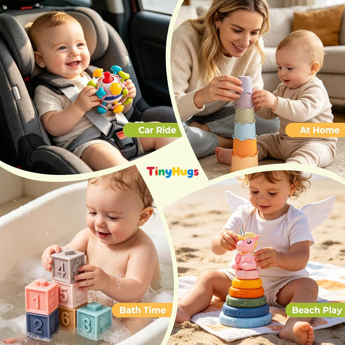 Juguetes de dentición para bebés de 6 a 12 meses, juguetes apilable...