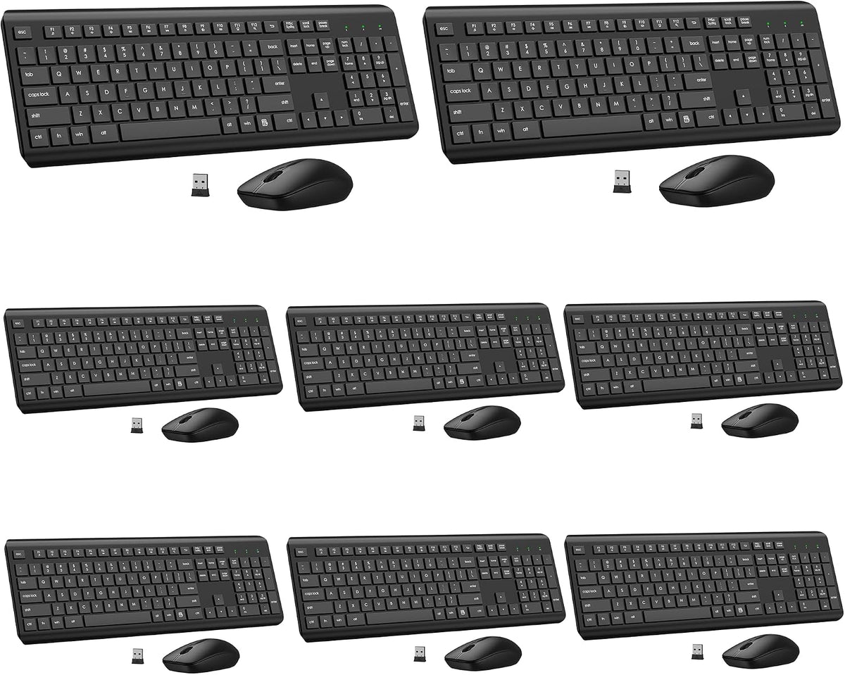 Combo de teclado y ratón inalámbricos, teclado y ratón ergonómicos...