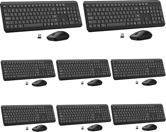 Combo de teclado y ratón inalámbricos, teclado y ratón ergonómicos...