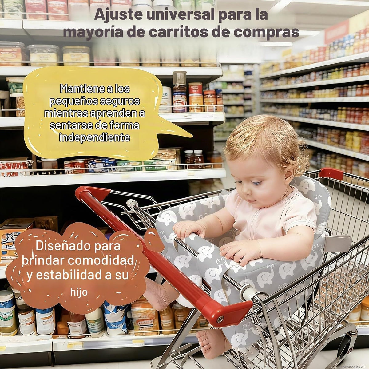 Funda acolchada para carrito de compras para bebés y niños pequeños...