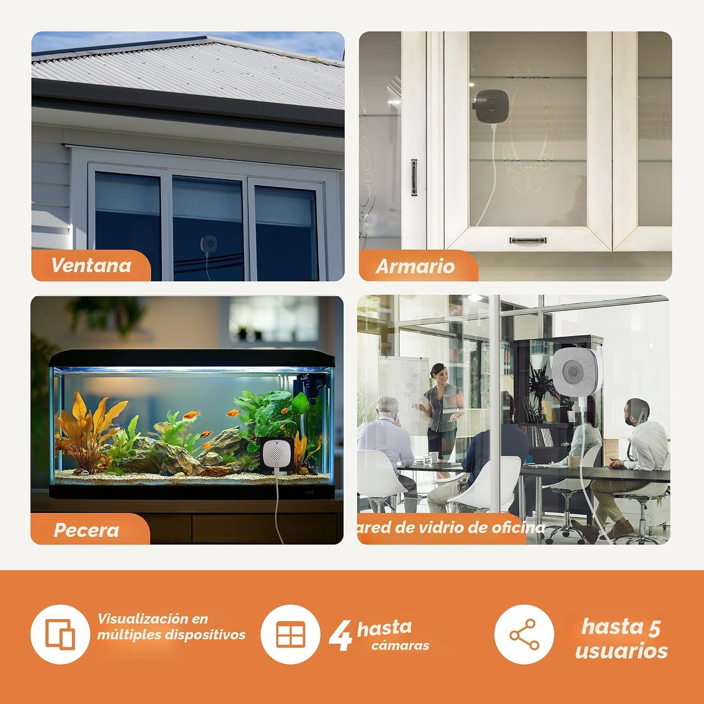 Girafit Cámara de ventana 2K, cámaras de interior WiFi de 2.4 GHz y...