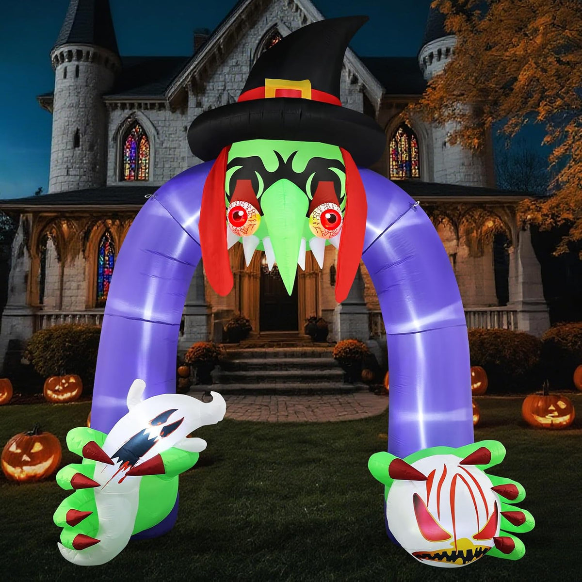Inflables de Halloween gigante de 11 pies de alto arco de bruja | D...