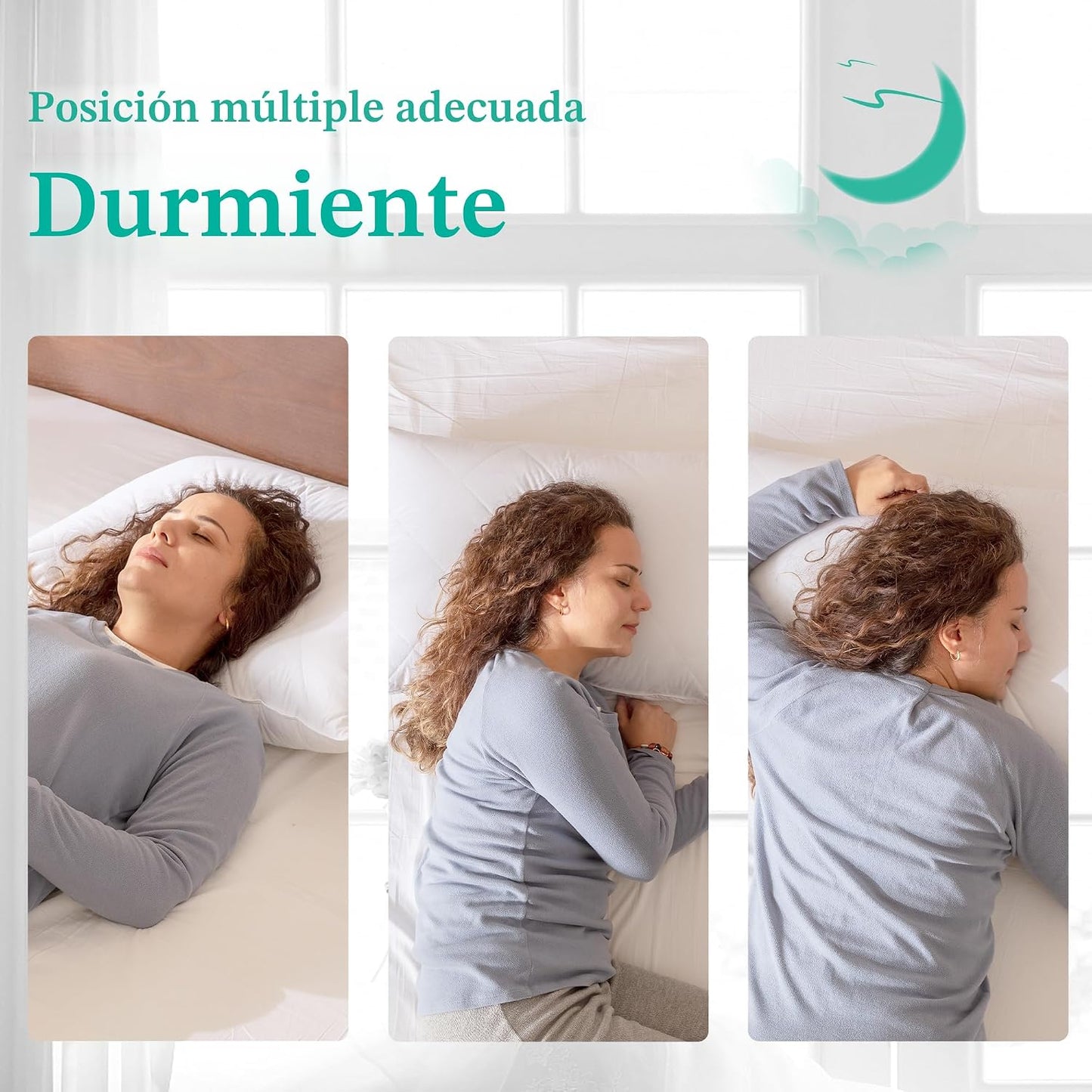 Paquete de 2 almohadas de plumas de ganso blanco. Funda de algodón...