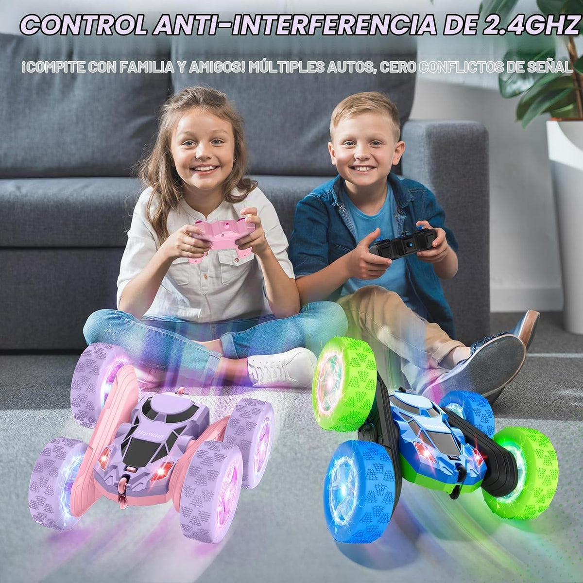 Hamdol Coche de control remoto, doble cara giratoria de 360° 4WD RC...