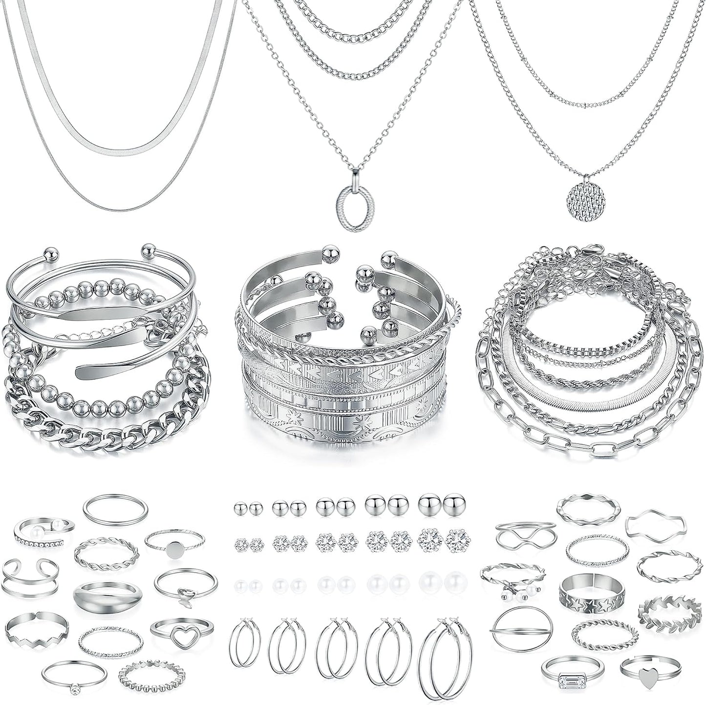 FAXHION Juego de joyas de oro para mujer, 68 piezas, con 7 collares...