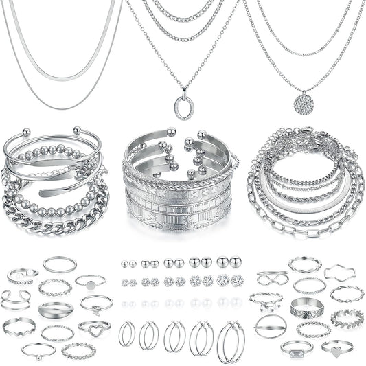 FAXHION Juego de joyas de oro para mujer, 68 piezas, con 7 collares...