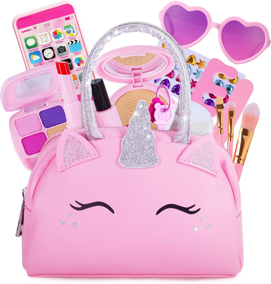 Kit de maquillaje de juego de simulación para niñas pequeñas con bo...